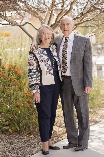 portrait of patricia and bruce bartlett standing outside