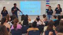 University of Arizona student interns in the Health Connectors program presented science and health information to elementary school children as part of a UArizona Health Sciences initiative to increase health literacy.