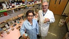 University of Arizona professors Minying Cai, PhD, and Victor Hruby, PhD, have worked together on drugs to prevent skin cancer and relieve acute depression. (Photo: Courtesy of Arizona Daily Star/A.E. Araiza)
