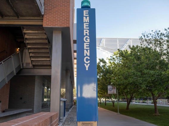 911 emergency blue light phones located on University of Arizona campuses provide direct access to emergency assistance.